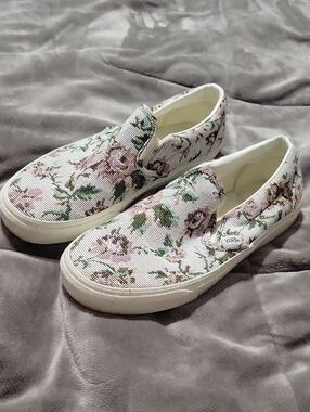 Vans Floral Slip-On Sneakers in Pink and Green